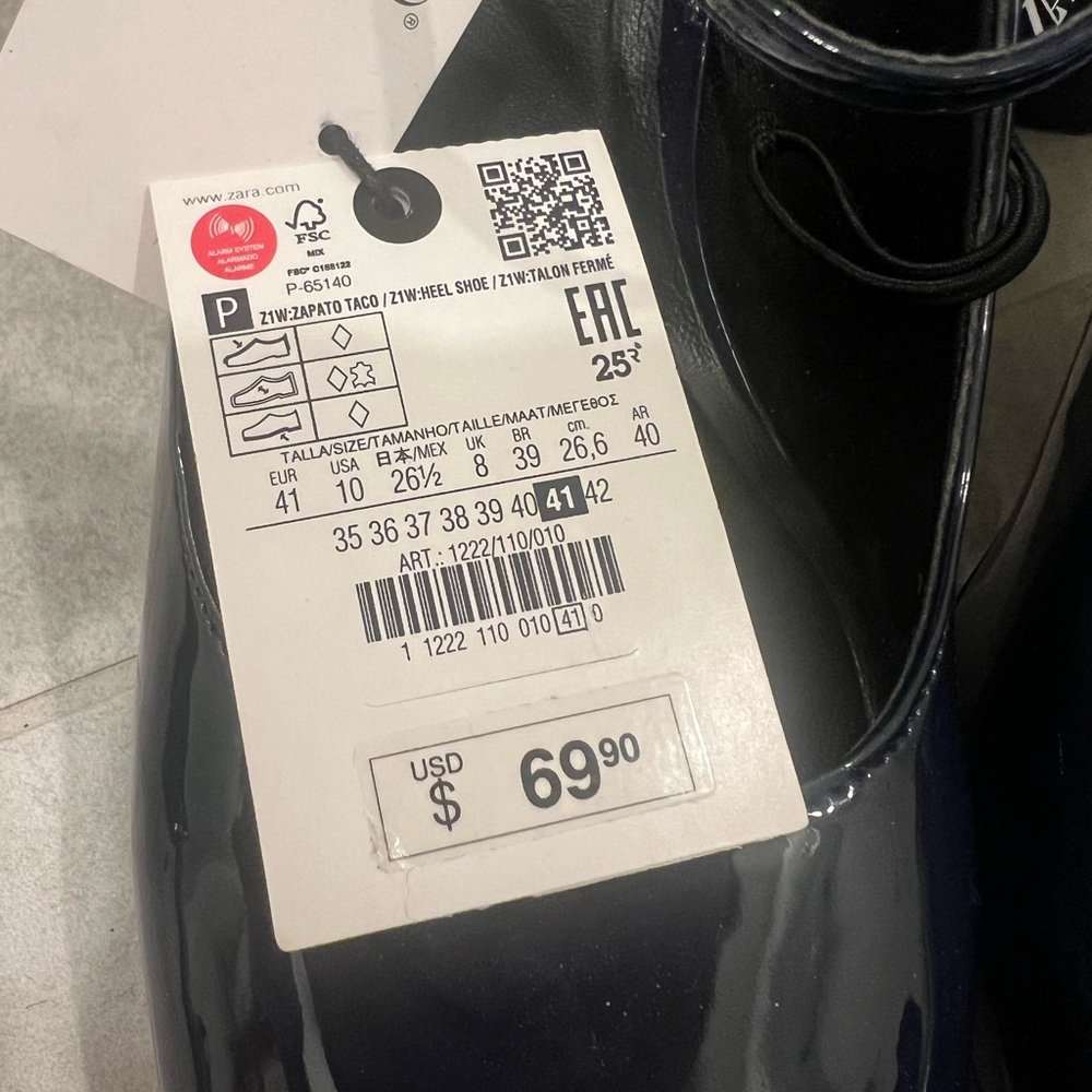 Zara Women's Dark Blue Patent Block Heels - Picture 6 of 6